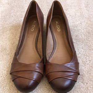 Aldo Brown Leather Wedges